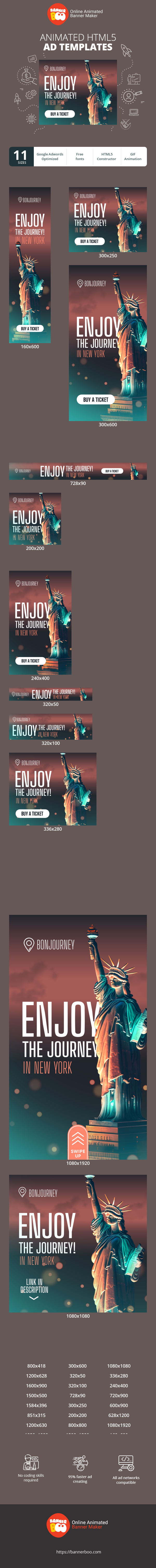 Szablon reklamy banerowej — Ciesz się podróżą! W Nowym Jorku — Podróże