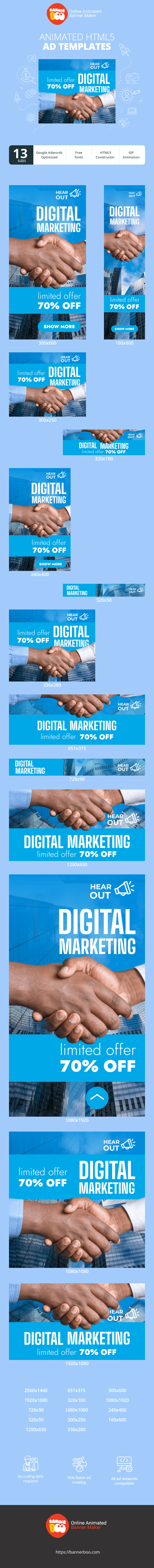Szablon reklamy banerowej — Digitales Marketing — Begrenztes Angebot 70 % Rabatt