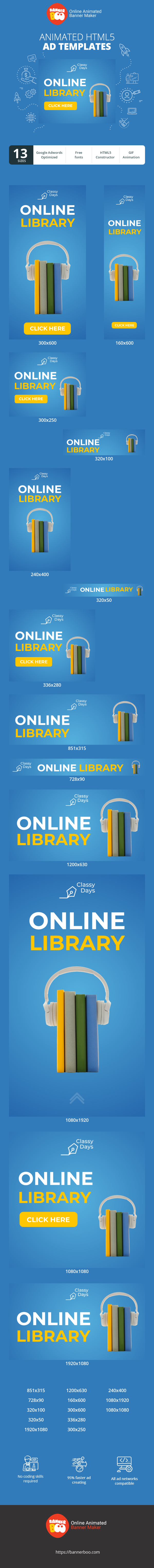 Banner ad template — Online Library  — Education