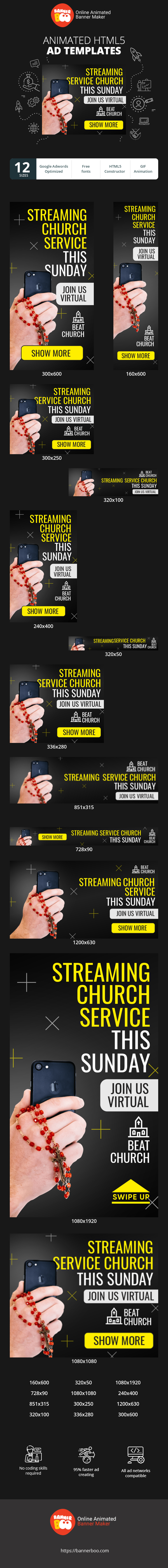Szablon reklamy banerowej — Streaming-Gottesdienst diesen Sonntag — Machen Sie virtuell mit