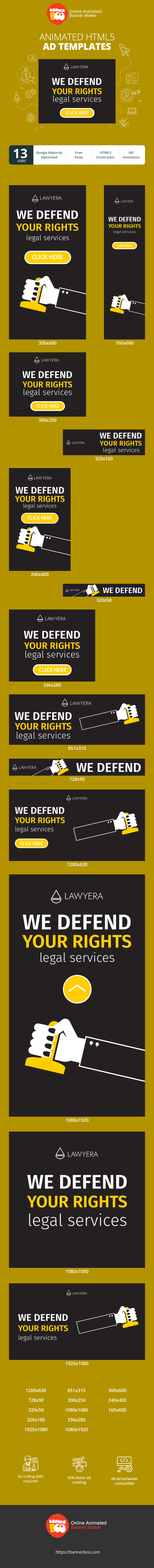 Banner ad template — We Defend Your Rights — Legal Services