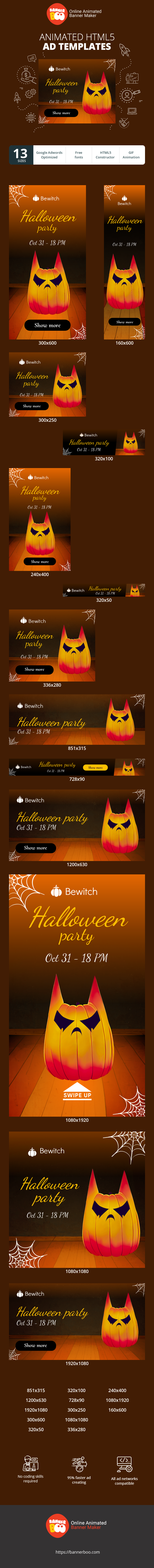 Szablon reklamy banerowej — Impreza Halloween — 31 października, godz. 18:00