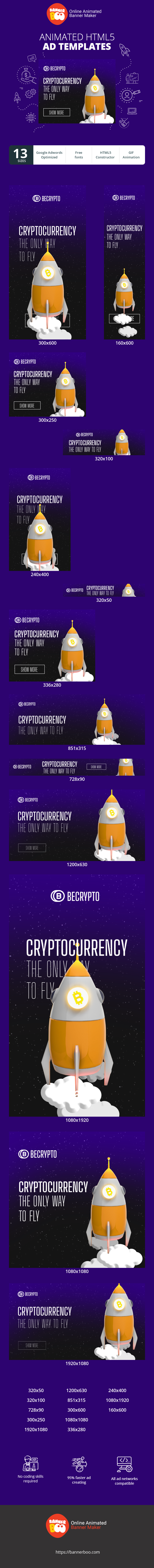 Szablon reklamy banerowej — Kryptowaluty — jedyna droga do lotu