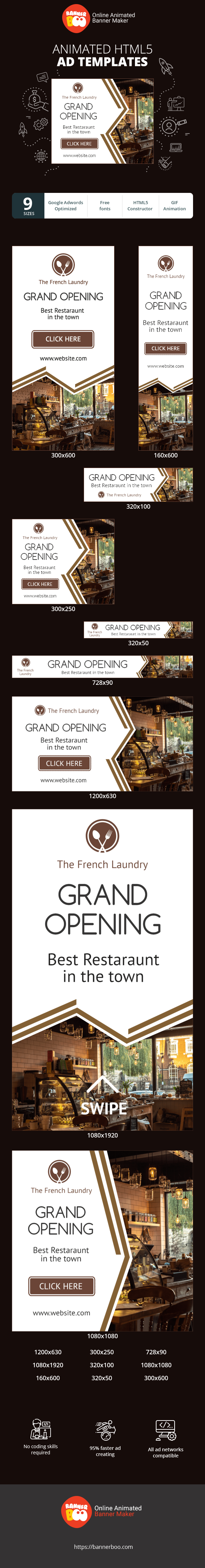 Banner ad template — The French Laundry Grad Opening — Best Restaurant in the Town