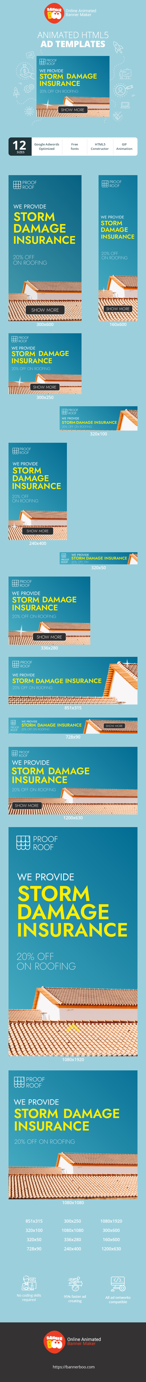 Banner ad template — We Provide Storm Damage Insurance — 20% Off On Roofing