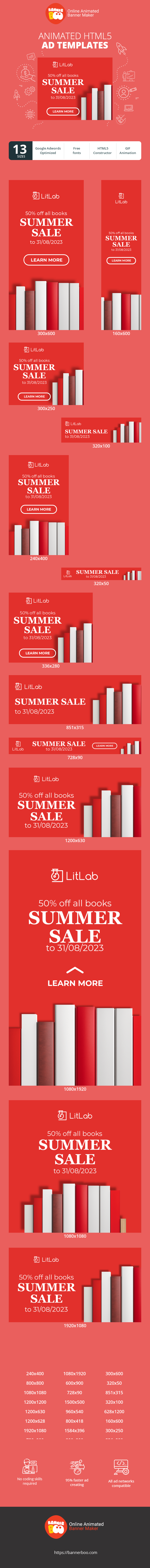 Banner ad template — 50% Off All Books — Summer Sale