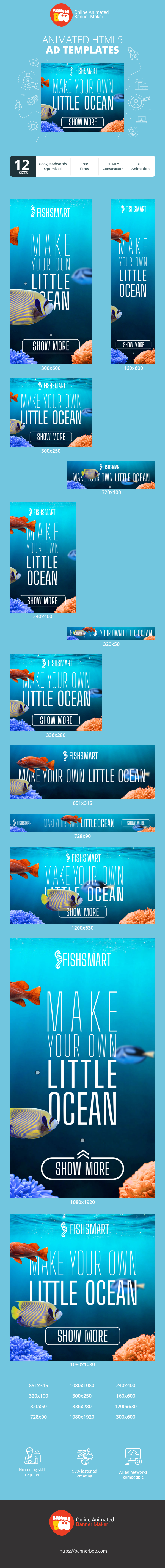 Szablon reklamy banerowej — Stwórz Własny Mały Ocean — Sklep Zoologiczny