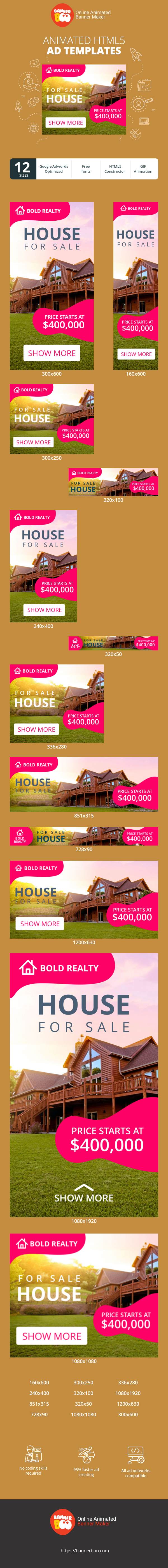 Banner ad template — House For Sale — Price Starts At £400000