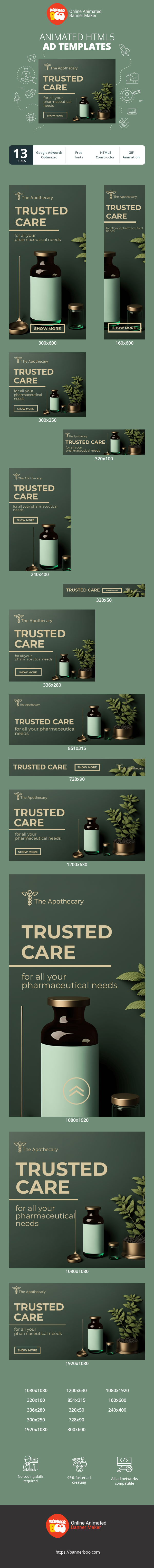 Banner ad template — Trusted Care — For All Your Pharmaceutical Needs