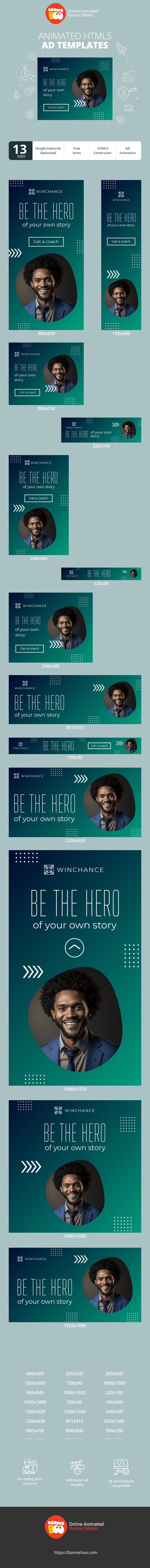 Banner ad template — Be The Hero — Of Your Own Story