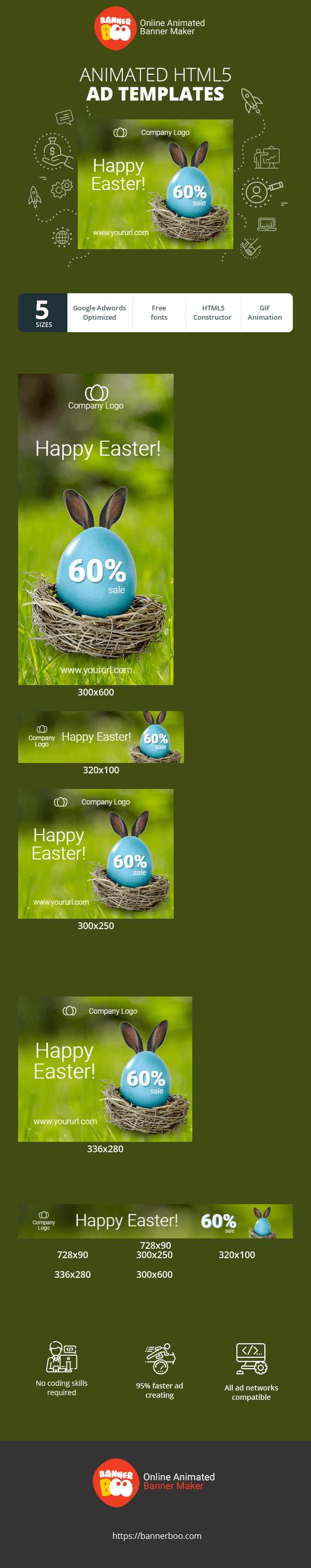 Szablon reklamy banerowej — Wesołych Świąt Wielkanocnych — 60% zniżki!