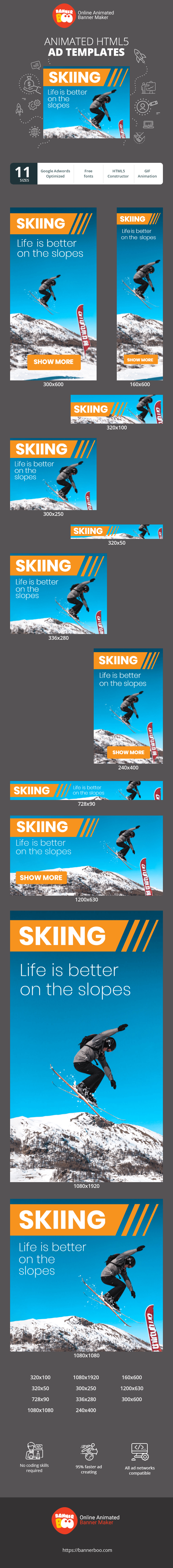Banner ad template — Skiing — Life Is Better On The Slopes