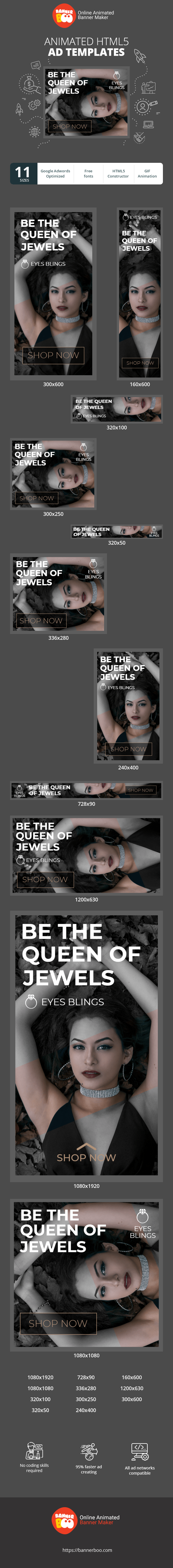 Banner ad template — Be The Queen Of Jewels — Jewellery Store