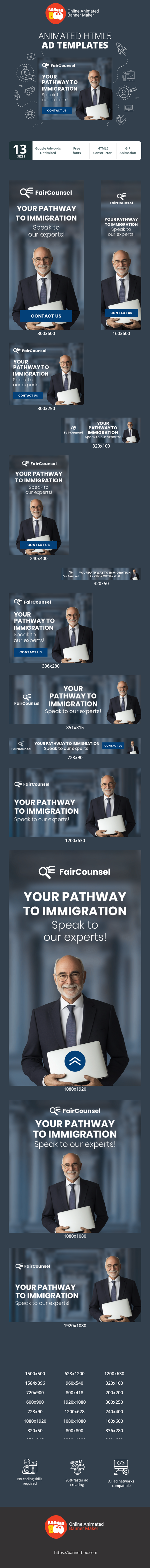 Szablon reklamy banerowej — Ihr Weg zur Einwanderung – Sprechen Sie mit unseren Experten!