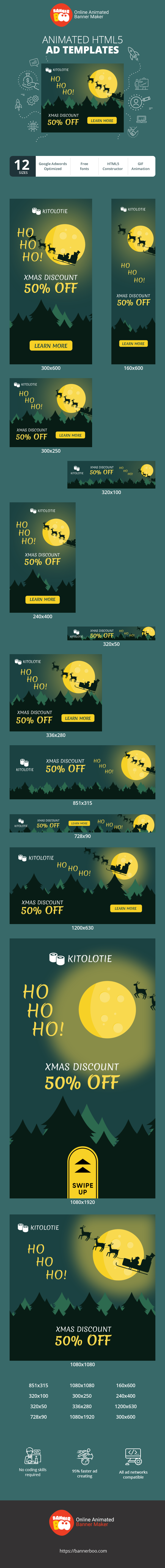 Szablon reklamy banerowej — Weihnachtsrabatt — 50 % Rabatt