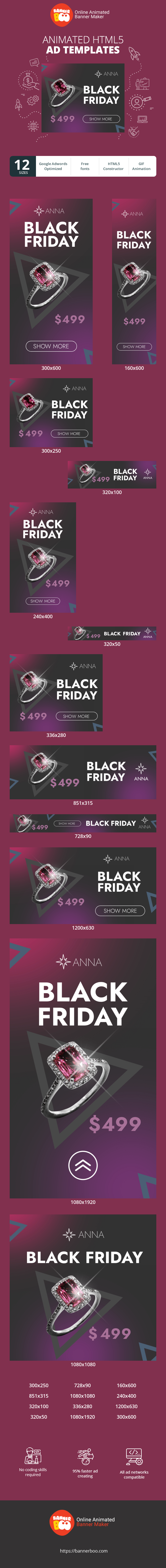 Szablon reklamy banerowej — Black Friday — Wyprzedaż biżuterii