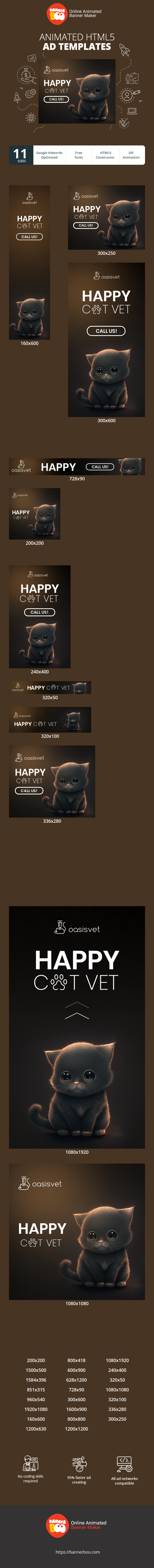 Шаблон рекламного банера — Happy Cat Vet — Ветеринарна клініка