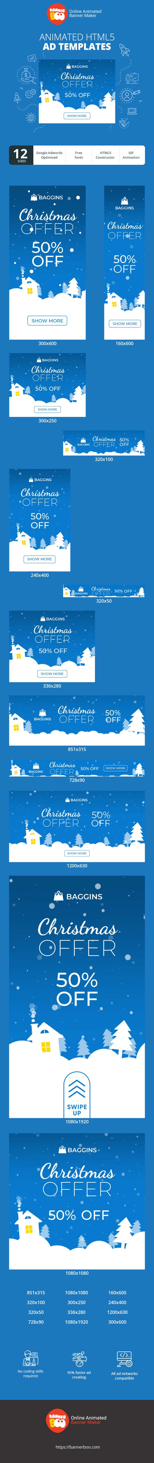 Banner ad template — Christmas Offer — 50% Off