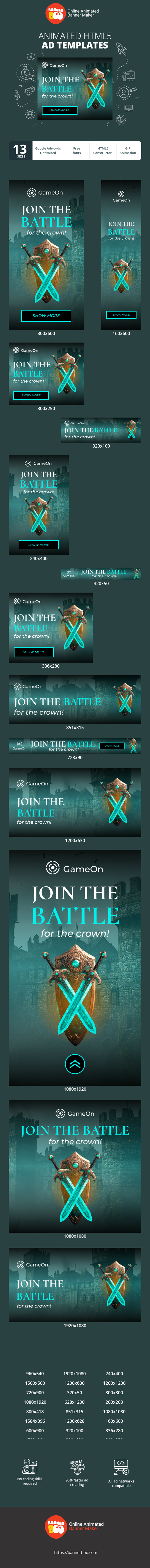 Banner ad template — Join The Battle — For The Crown