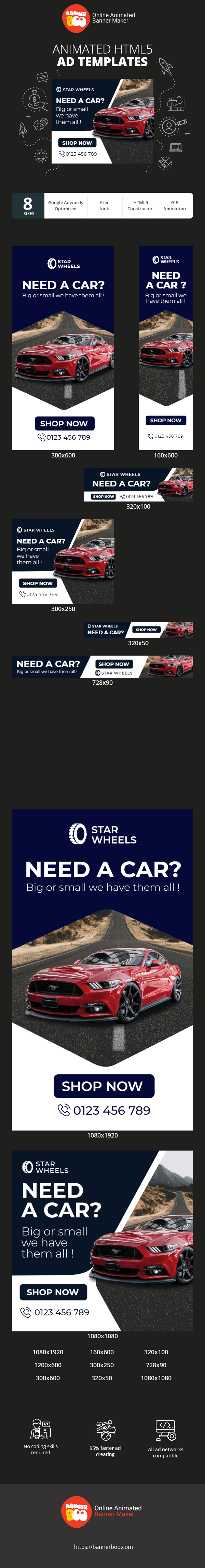 Banner ad template — Need A Car? — Big Or Small We Have Them All!