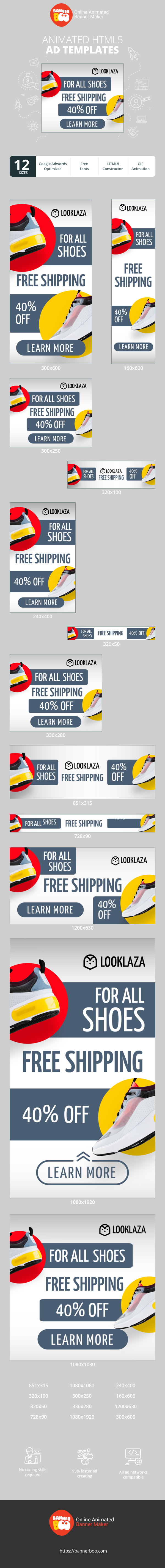 Banner ad template — For All Shoes — Free Delivery 40% Off