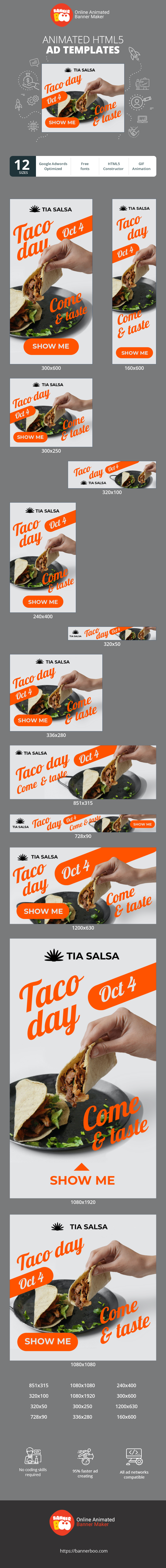Szablon reklamy banerowej — Dzień Taco — Przyjdź i Skosztuj 4 października