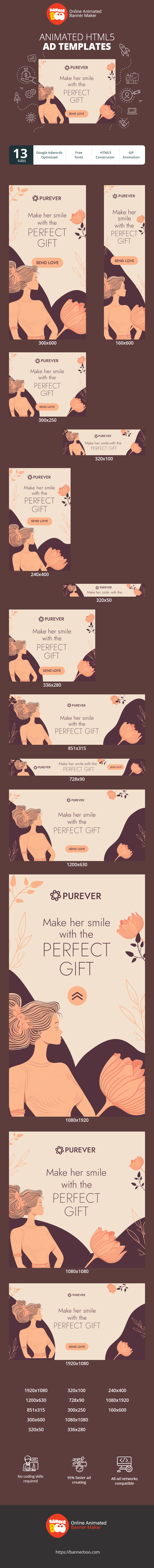 Szablon reklamy banerowej — Lassen Sie sie mit dem perfekten Geschenk lächeln — Frauentag