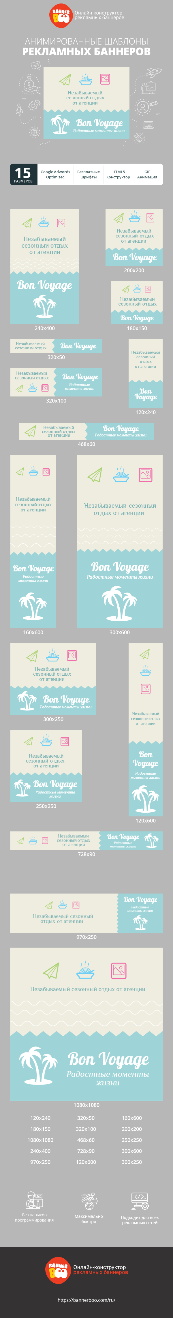 Шаблон рекламного баннера — Bon Voyage — незабываемый сезонный отдых