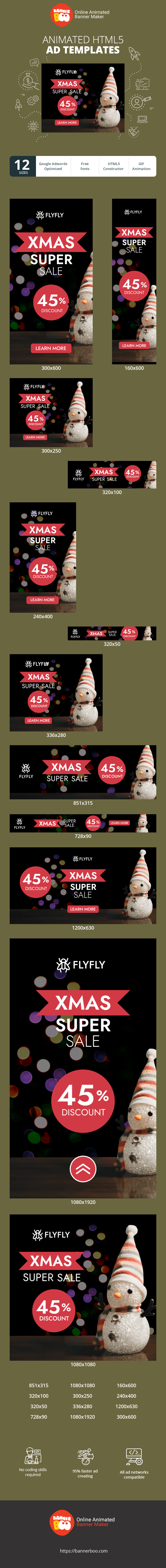 Szablon reklamy banerowej — Xmas Super Sale — 45% Rabatt