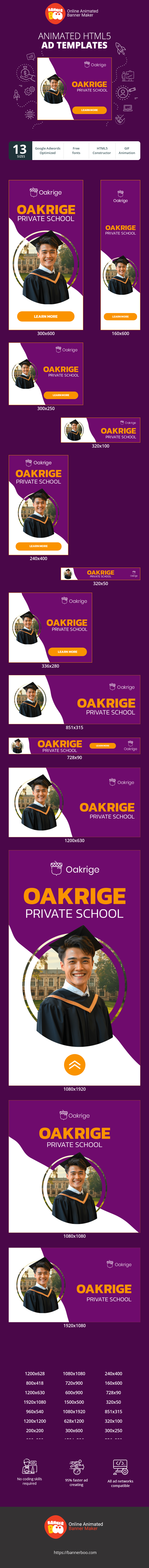 Banner ad template — Oakridge Private School — The Best Education Quality
