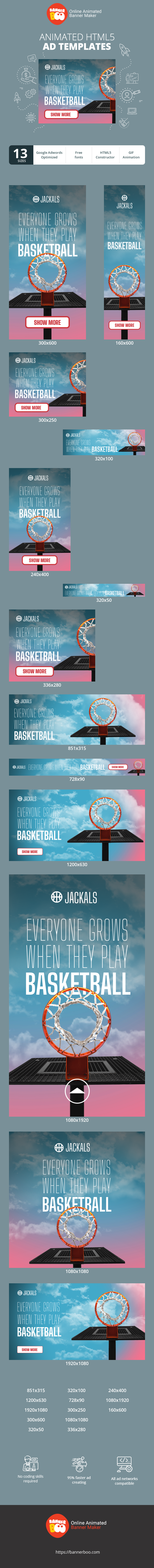 Banner ad template — Everyone Grows When They Play Basketball — Sport