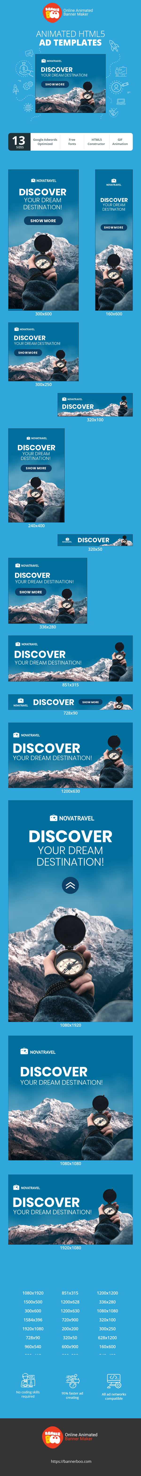 Banner ad template — Discover Your Dream Destination! — Travelling