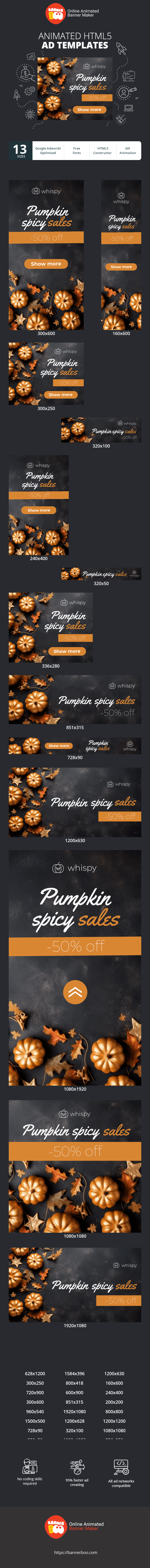 Banner ad template — Pumpkin Spicy Sales — -50% Off