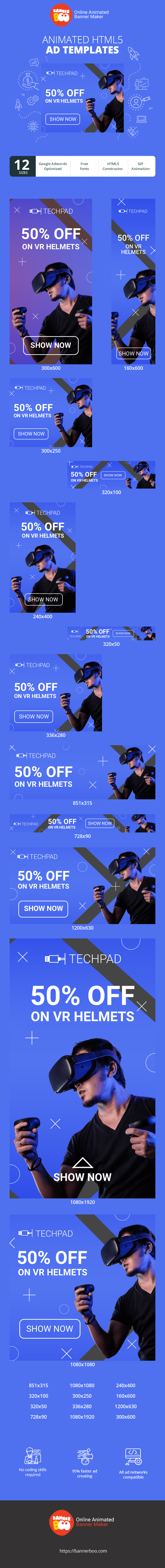 Szablon reklamy banerowej — 50 % Rabatt auf VR-Helme — Jetzt anzeigen