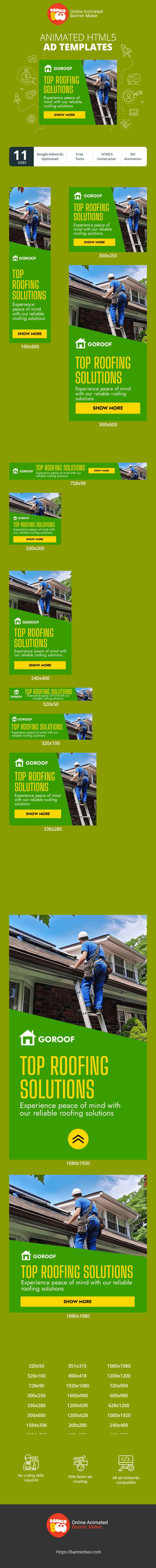 Szablon reklamy banerowej — Top Roofing Solutions — Spokój ducha dzięki naszym niezawodnym rozwiązaniom dachowym