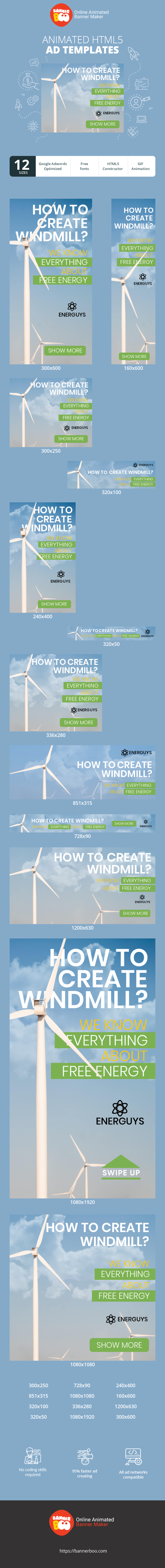 Szablon reklamy banerowej — Wie man eine Windmühle baut? — Wir wissen alles über freie Energie