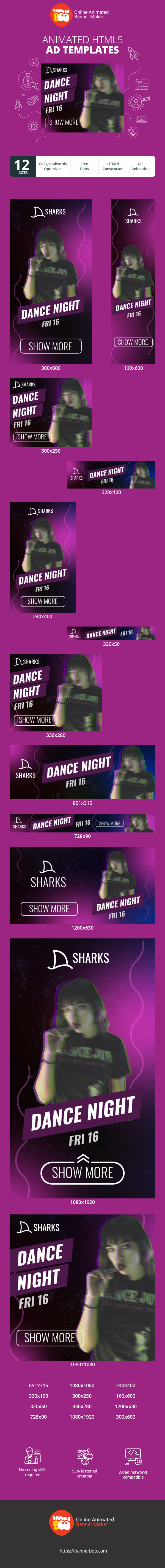 Banner ad template — Dance Night — Fri 16