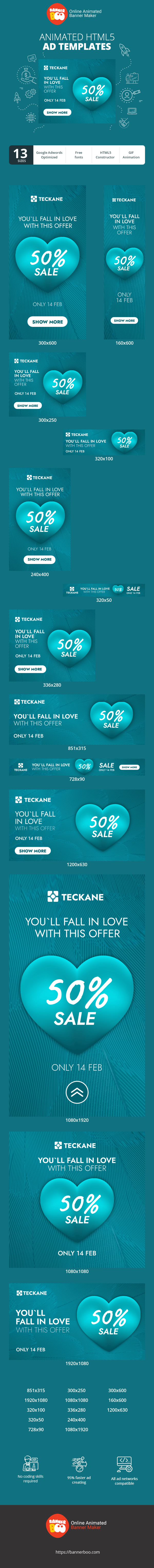Banner ad template — You'll Fall in Love with This Offer — 50% Sale Only 14 Feb