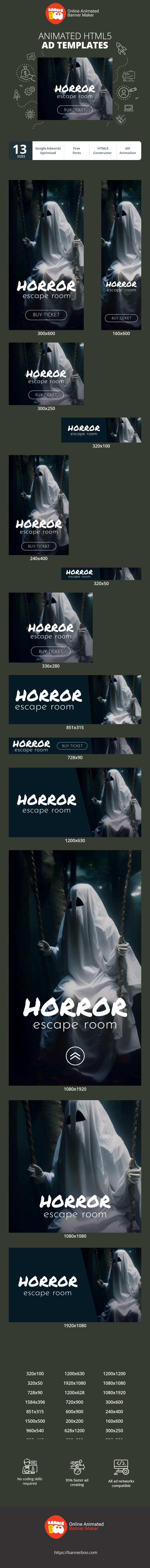 Szablon reklamy banerowej — Horror Escape Room — Halloween