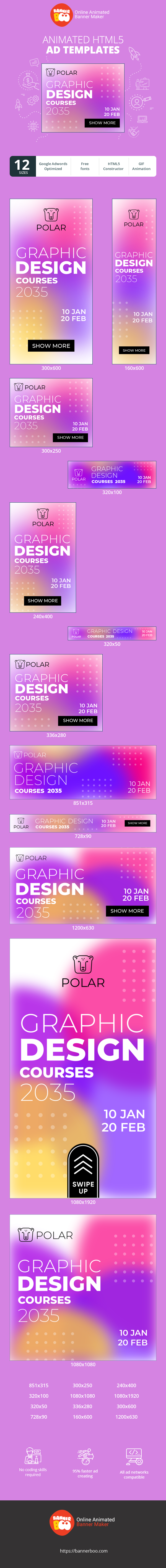 Banner ad template — Graphic Design Courses 2035 — 10 Jan 20 Feb