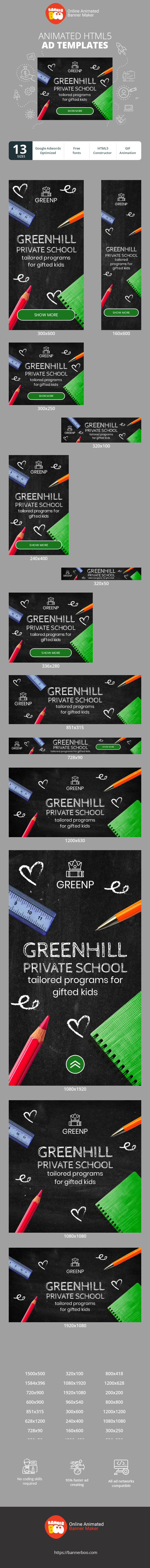 Banner ad template — Greenhill Private School — Tailored Programme For Gifted Kids