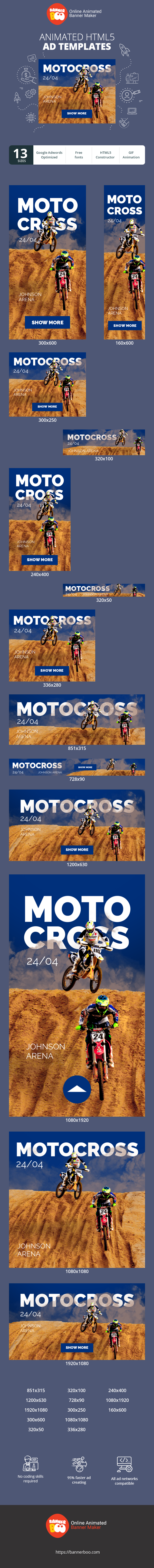 Banner ad template — Motocross 24/04 Johnson Arena — Sport