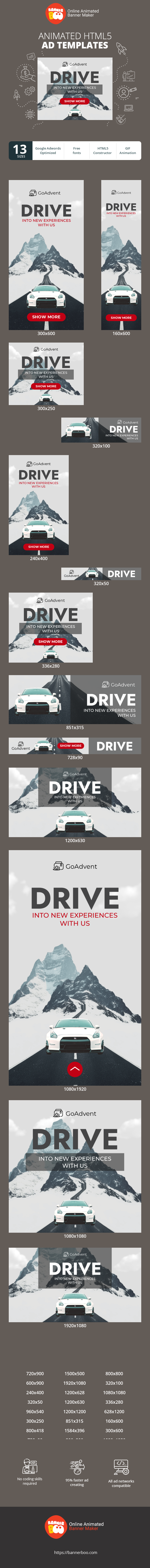 Banner ad template — Drive Into New Experiences — With Us