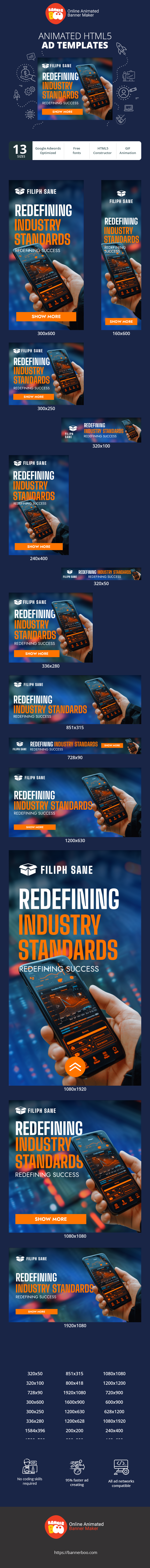 Banner ad template — Redefining Indusrty Standards Redefining Success — Startup