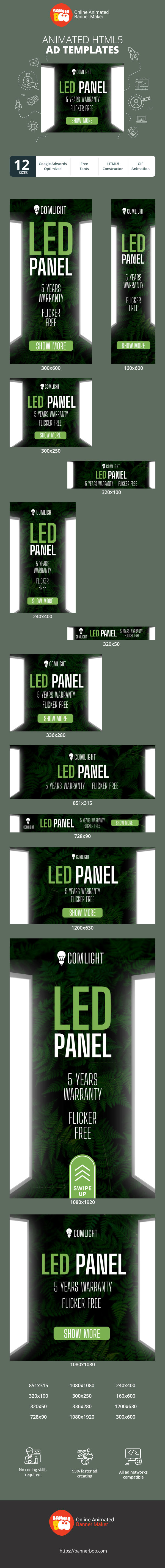 Banner ad template — LED Panel — 5 Years Warranty Flicker-Free