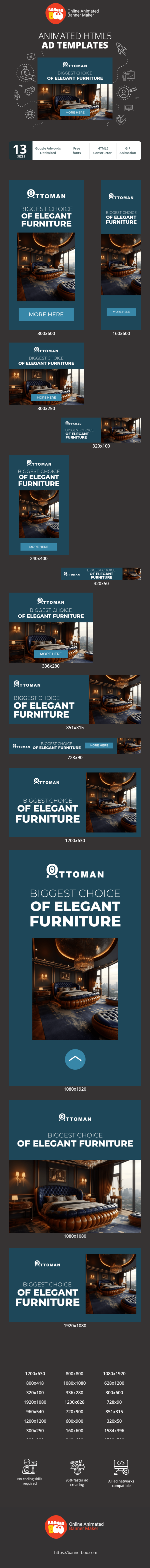 Banner ad template — Largest Selection Of Elegant Furniture — Rich Assortment Of Natural Materials