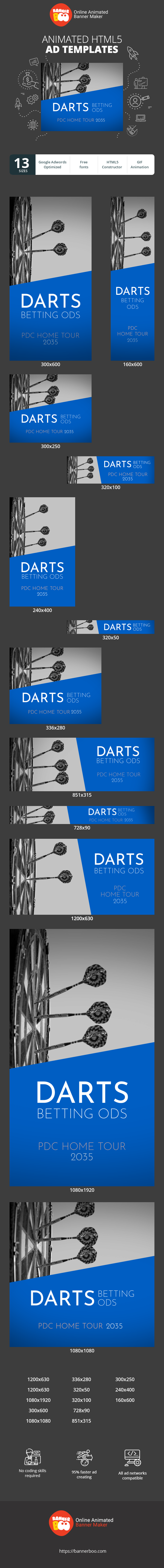 Szablon reklamy banerowej — Kursy Zakładów na Darta — PDC Home Tour