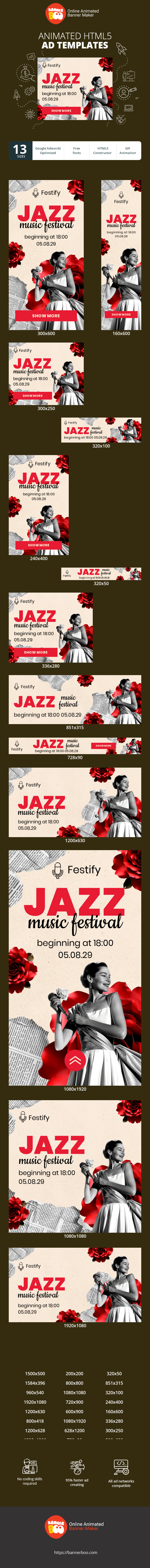Banner ad template — Jazz Music Festival — Beginning At 18:00 05/08/29