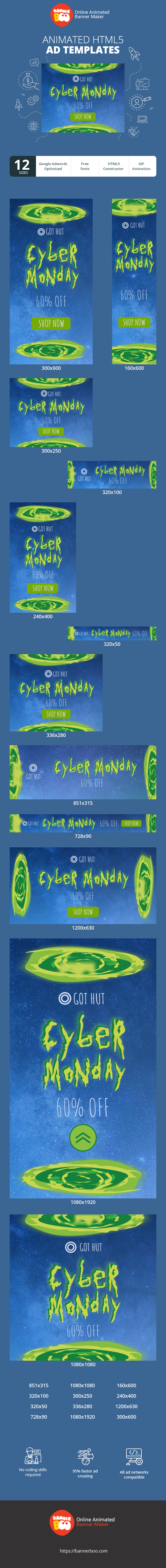 Szablon reklamy banerowej — Cyber Monday — 60 % Rabatt auf Portale