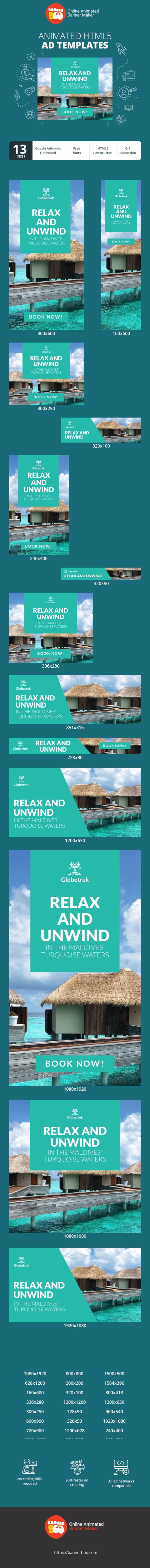 Banner ad template — Relax And Unwind — In The Maldives' Turquoise Waters